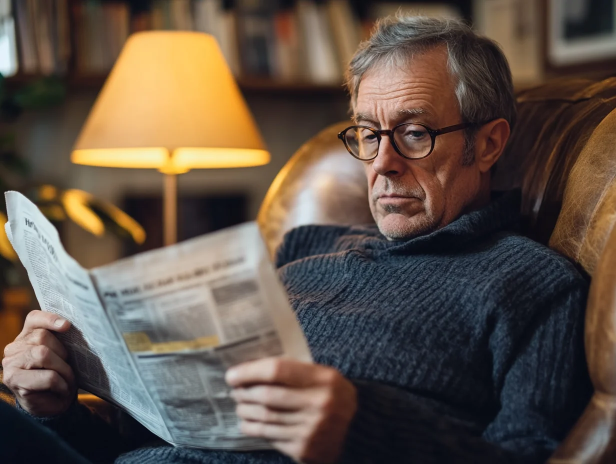 Senior man understanding loan terms on tablet