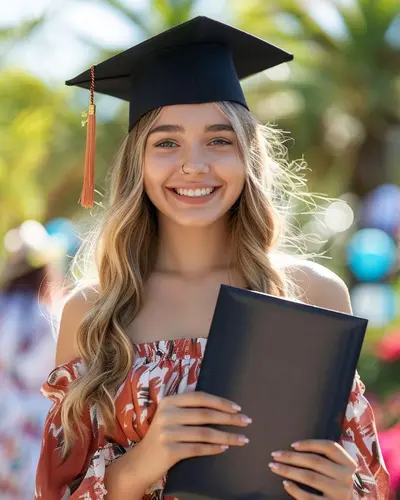 Graduate holding certificate proudly