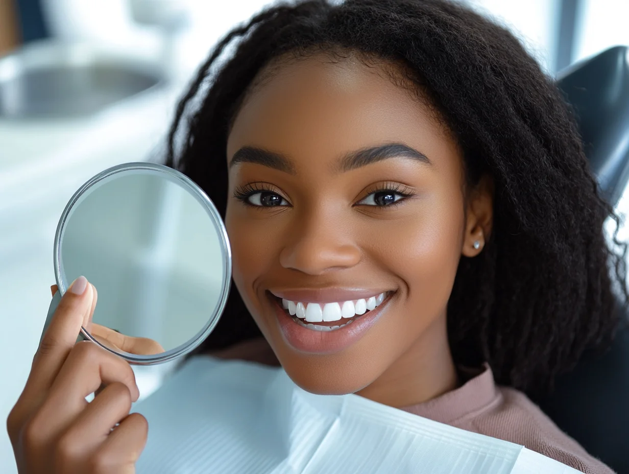Young woman showing bright smile after dental work