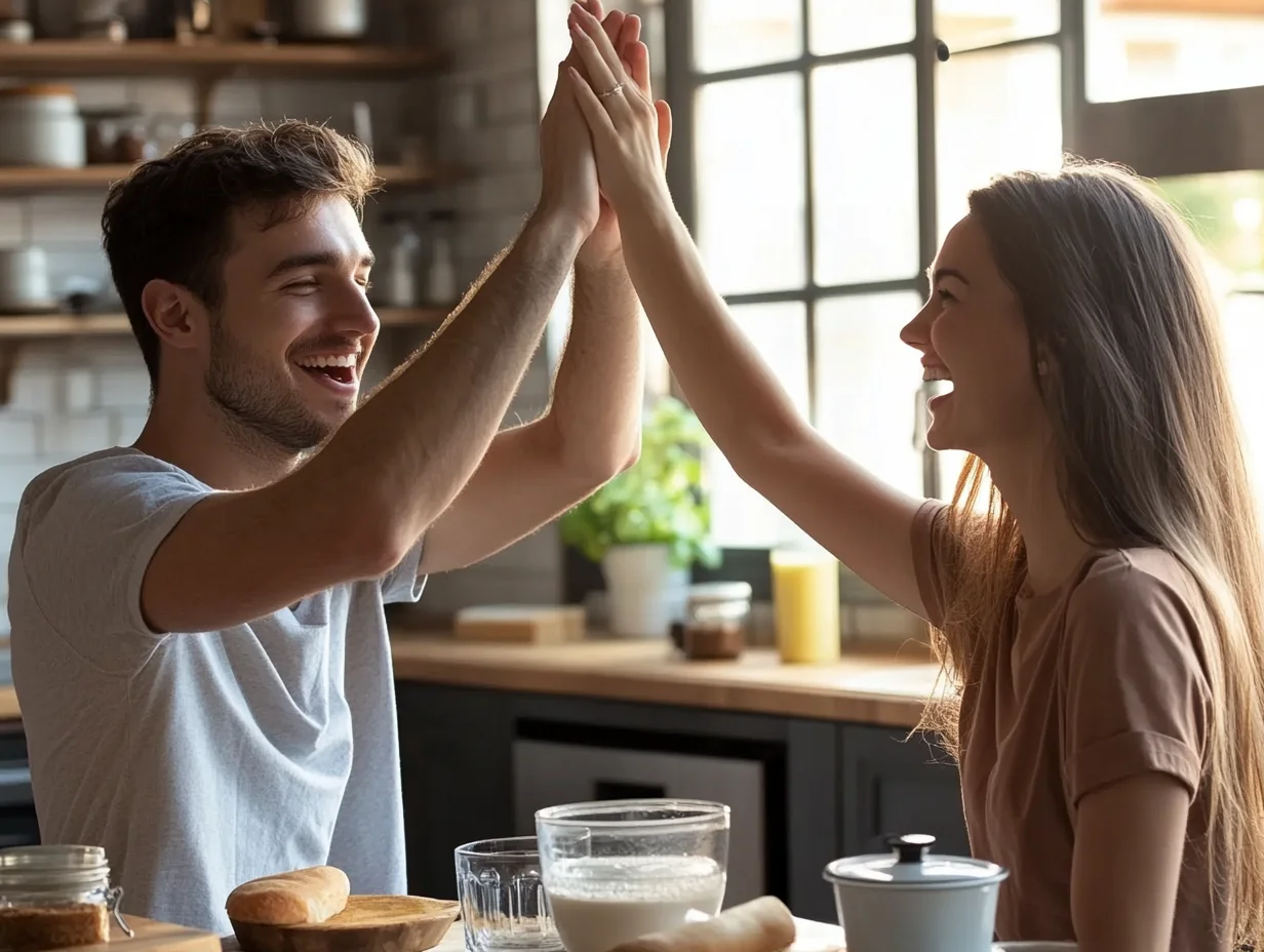 Satisfied customers celebrating financial success