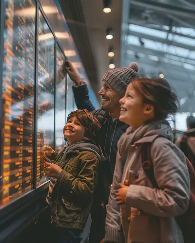 Family at airport excited for trip